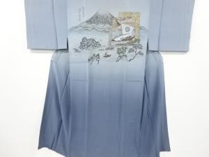 アンティーク　富士に宝船模様男物長襦袢